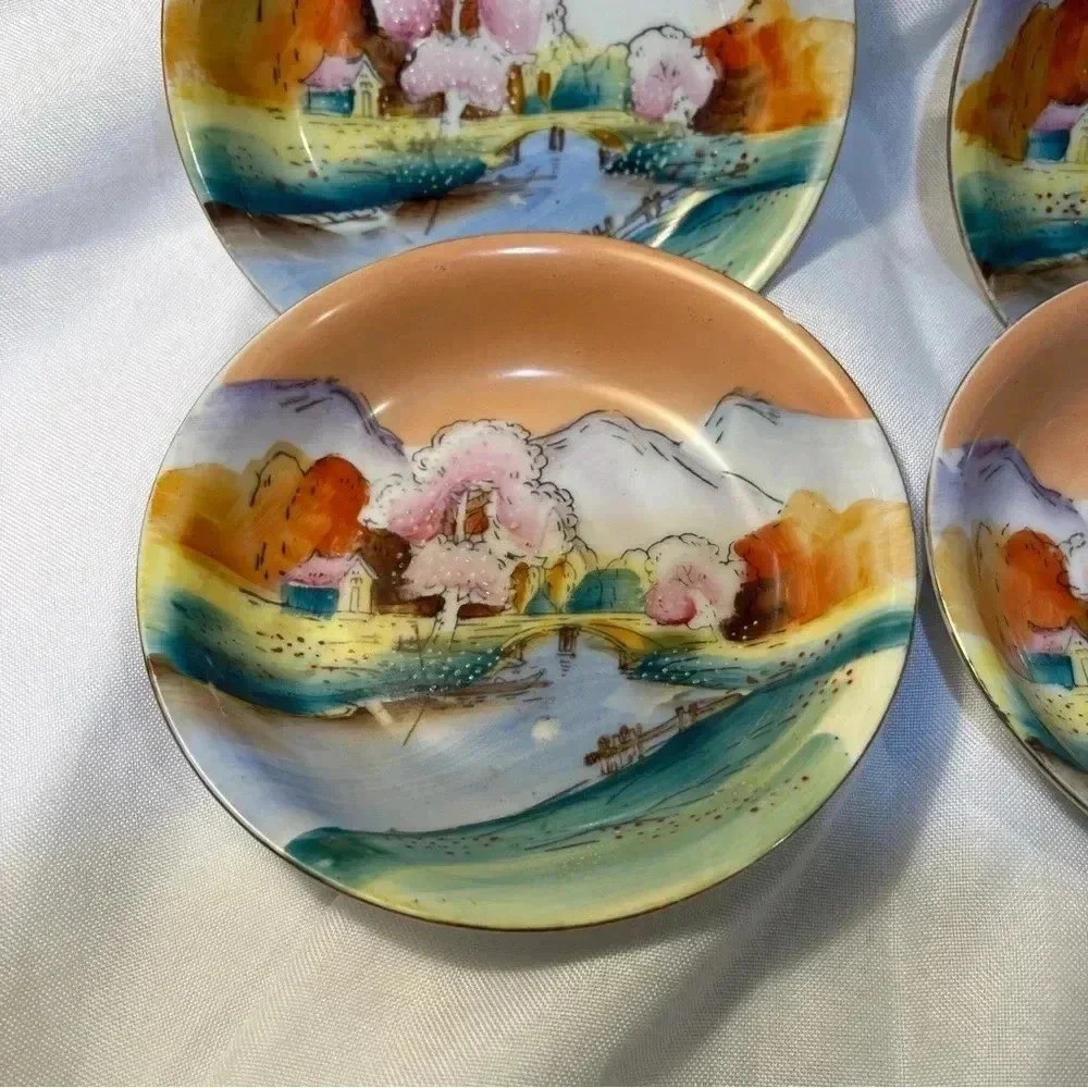 Cute Hand Painted Landscape Serving Bowls - Picture 2 of 7